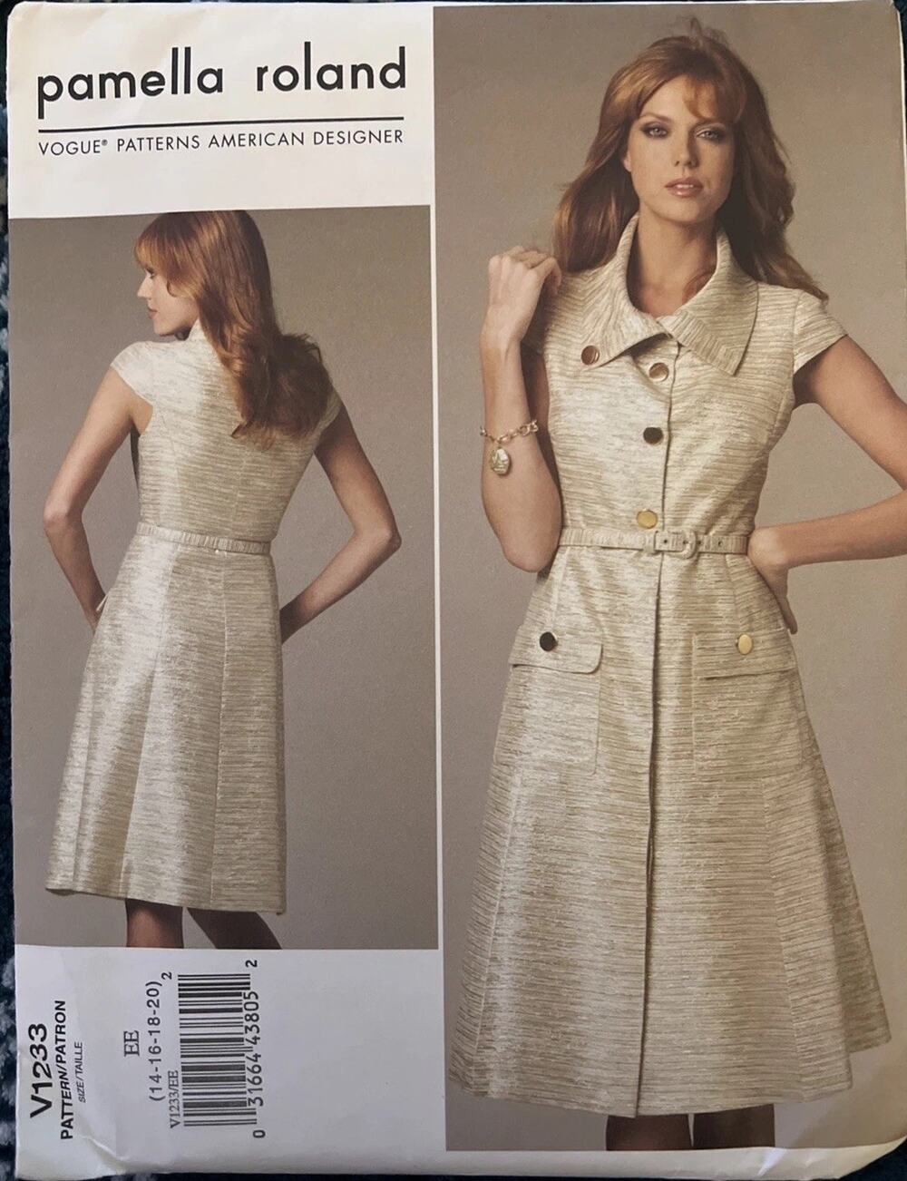Vogue 1233 Sewing Pattern 14-16-18-20 Pamella Roland American Designer Dress UC